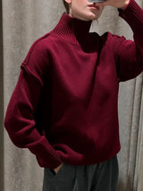 Yalisse | Eleganter Rollkragenpullover gestrickt in Burgunderrot
