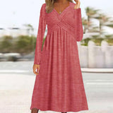 Venala | Graues Einfarbiges Midikleid Mit Seitentaschen in Rosa