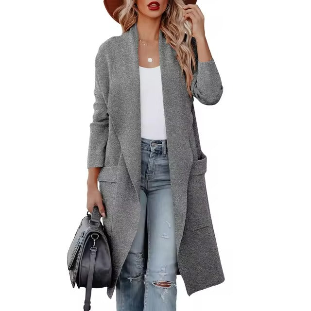 Megan - Langer Tweed-Wollmantel für zeitlose Eleganz