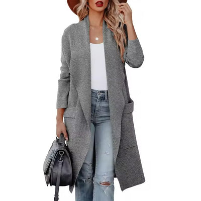 Megan - Langer Tweed-Wollmantel für zeitlose Eleganz