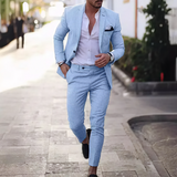 John - Herrenanzug im Slim Fit in Hellblau