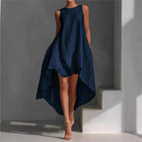 Solennie™ Kleid Mit Verlängertem Saum und Minimalistischem Design in Blau