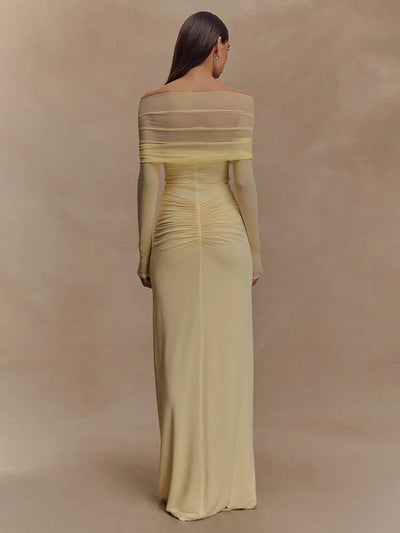 Schulterfreies Maxikleid mit Cut-Out und langen Ärmeln für Damen