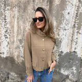 RoyalLina™ - Mantel aus Gekämmter Wolle mit Goldenen Knöpfen und Stehkragen / Stil und Komfort in der Richtigen Dosierung! in Khaki