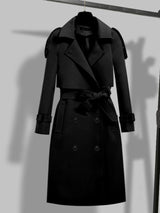 Jana | Damen Moderner Trenchcoat mit Gürtel und Schal in Schwarz