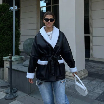 Modische Damenjacke mit Gürtel | Winter