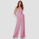Bea | Damen Schlaghosen Jumpsuit Retro Selbstbewusst in Rosa