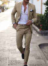 John - Herrenanzug im Slim Fit in Khaki