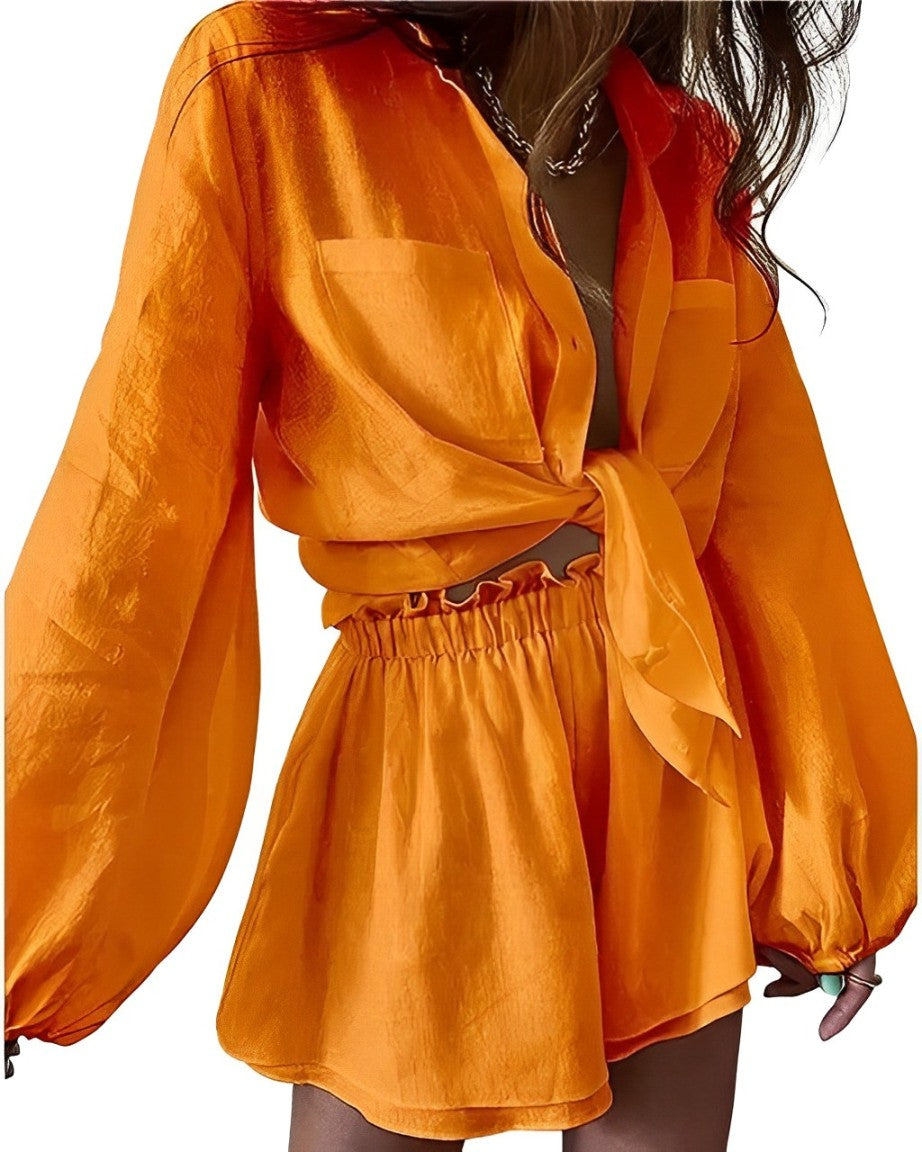 Althea - Damen Set Langarmshirt & Shorts