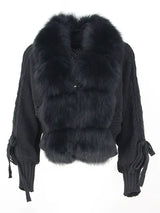 Lixx | Luxury Wintermantel für Damen mit echtem Fuchsfellkragen in schwarz
