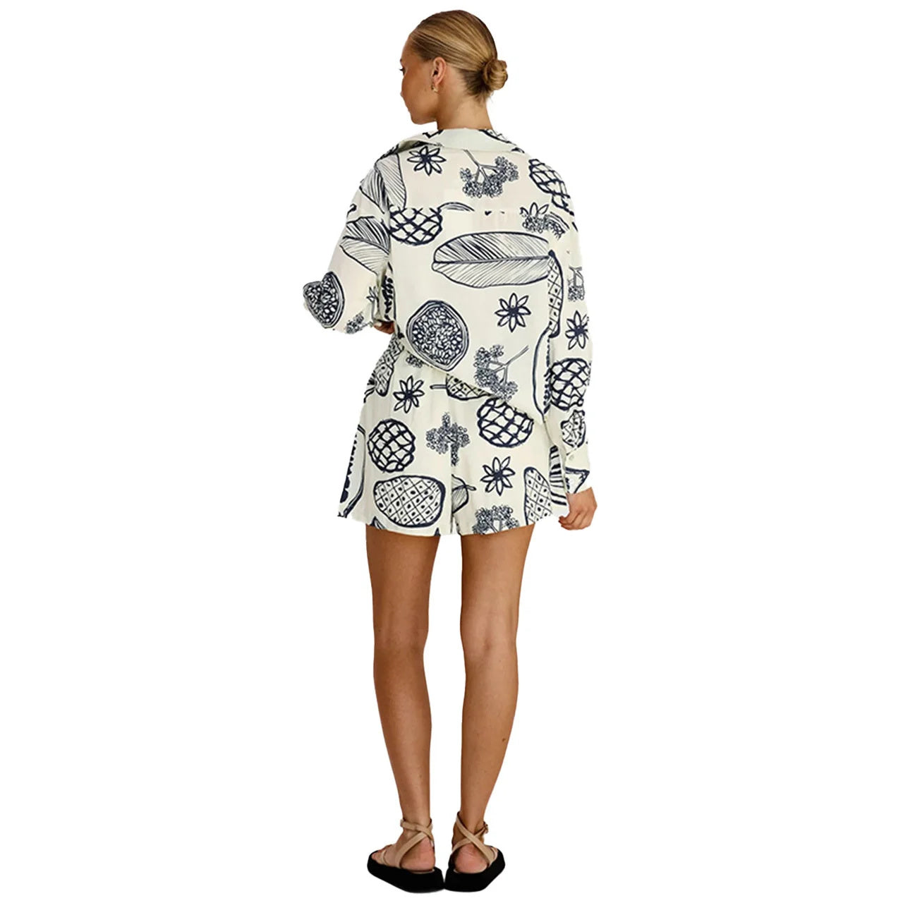 Avery – Zweiteiliges Set: Langarmshirt & Shorts mit Print