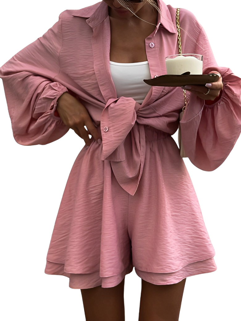 Athena – Zweiteiler mit Puffärmeln & weiten Shorts