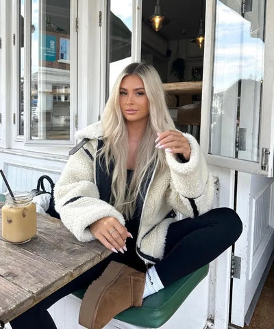 Jacke aus Teddybär-Kunstfell