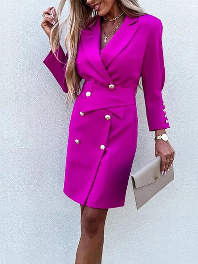 AuroraChic - Elegantes Blazer-Knopf-Kleid