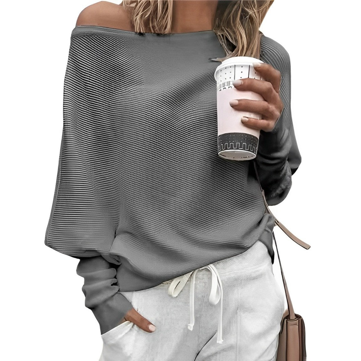 Jelena - Lockerer Off-Shoulder Pullover