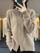 Zina | Kaschmir-Pullover mit Reißverschluss in Beige