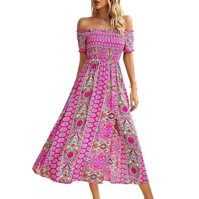 Amanda – Boho Kleid mit Blumenborte