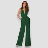 Bea | Damen Schlaghosen Jumpsuit Retro Selbstbewusst in Grün