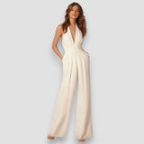 Bea | Damen Schlaghosen Jumpsuit Retro Selbstbewusst in Weiß