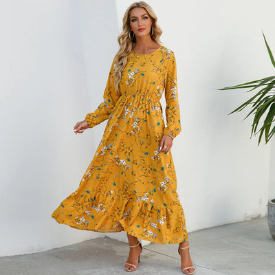 Damen Boho Maxikleid mit Blumenmuster | Langarm