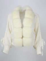 Lixx | Luxury Wintermantel für Damen mit echtem Fuchsfellkragen in WEISS