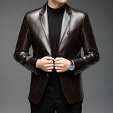 Mikkel™ Lederjacke im Blazer-Stil aus Premium-Leder mit minimalistischem Design in Dunkelbraun