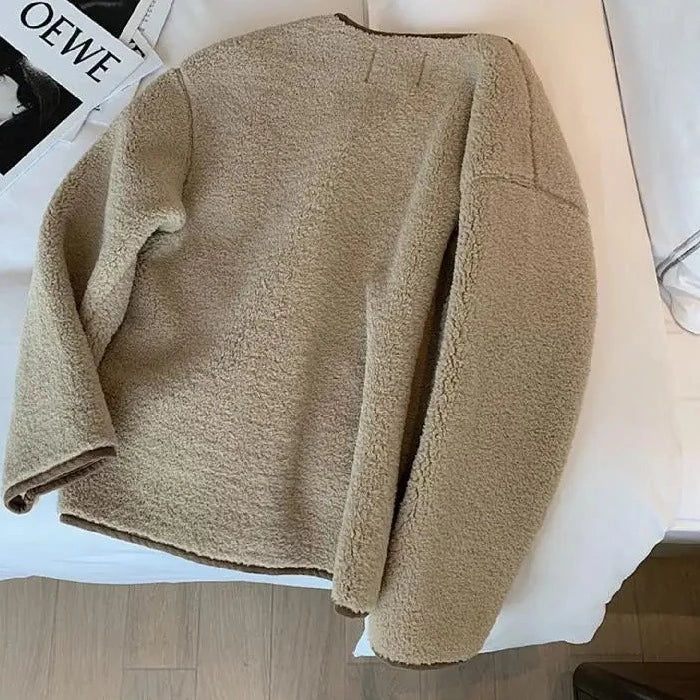 Pamy - Damen Teddy Jacke Beige