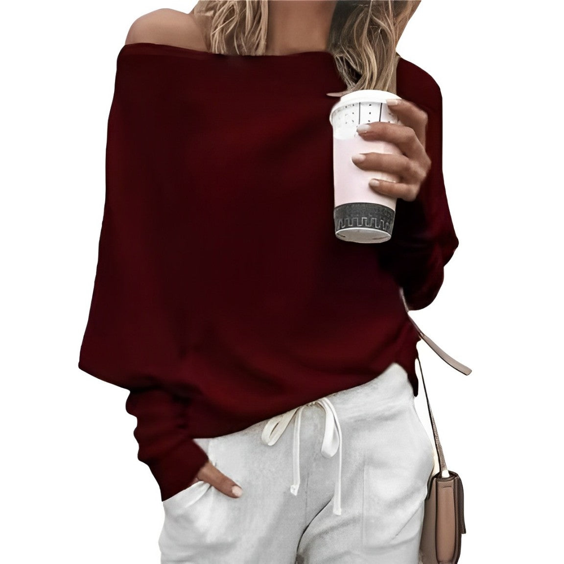 Jelena - Lockerer Off-Shoulder Pullover