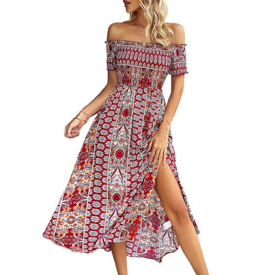 Amanda – Boho Kleid mit Blumenborte