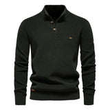 Konrad - Stilvoller Herrenpullover mit Knopfdesign in Dunkelgrün