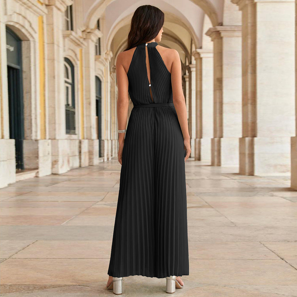 Anna - Eleganter Plissee-Jumpsuit in Schwarz