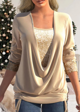 SARINA - Stilvolle Glitzerbluse in Beige