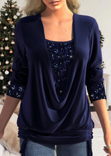 SARINA - Stilvolle Glitzerbluse in Blau