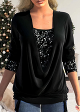 SARINA - Stilvolle Glitzerbluse in Schwarz