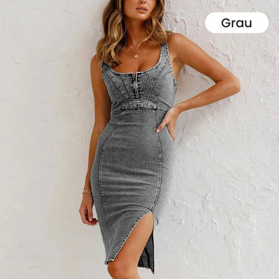 ESLEM - FIGURBETONTES KLEID AUS STRETCH-DENIM