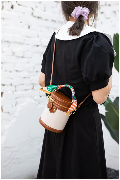 Bucket Bag Damen Kunstleder – Zylinderform mit Schalgriff