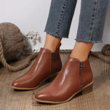Rita | Damen Frühlings Lässige Ankle Boots Mit Seitlichem Reißverschluss in Braun
