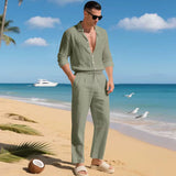 Malibu-Set™ aus Baumwoll-Leinen mit Raffiniertem Design in Hellgrün