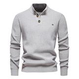 Konrad - Stilvoller Herrenpullover mit Knopfdesign in Lichtgrau