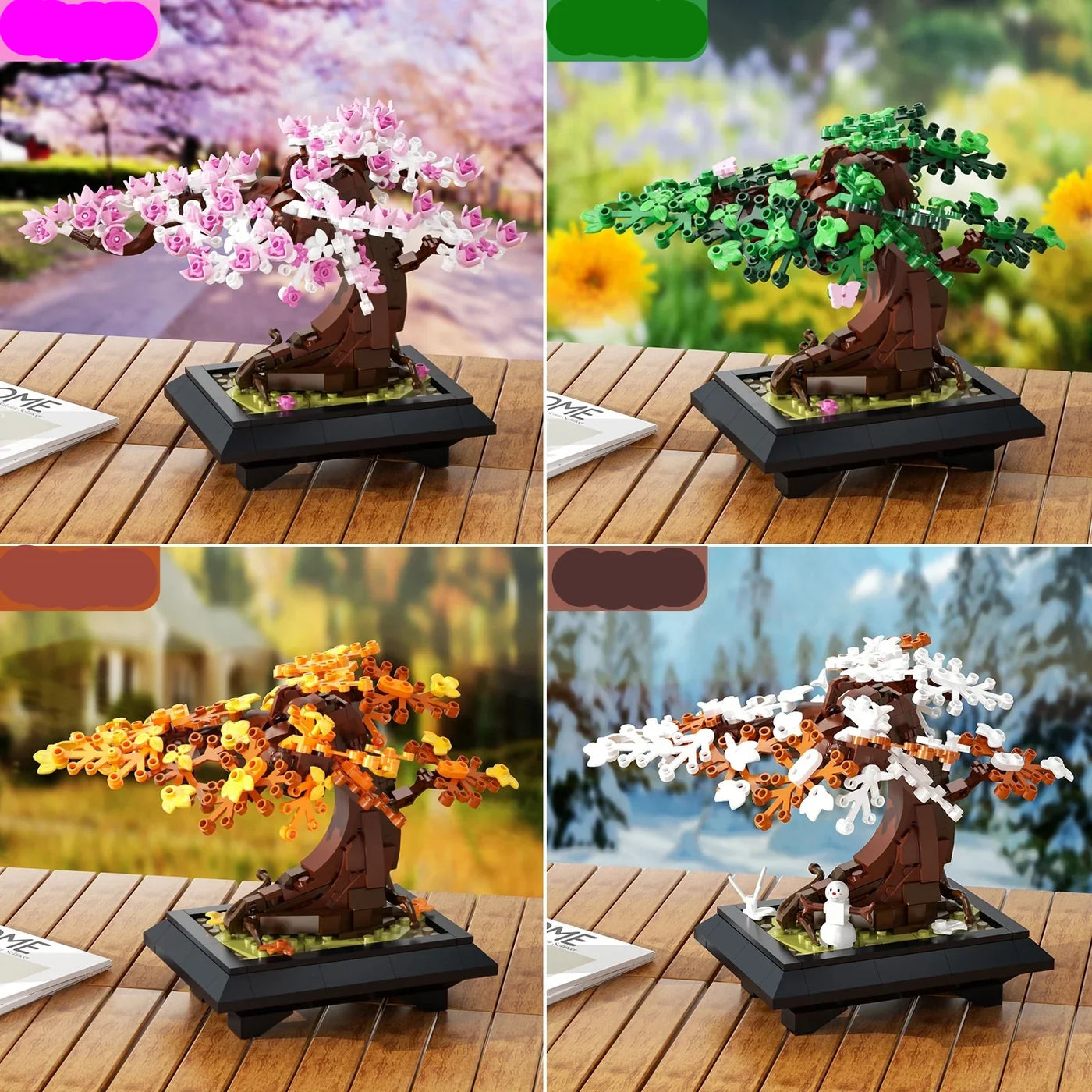 Sara Vier Jahreszeiten Bonsai Bauklötze - Frühling, Sommer, Herbst, Winter Modell