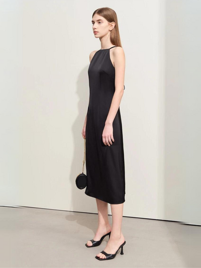 Satin Halterneck Midikleid