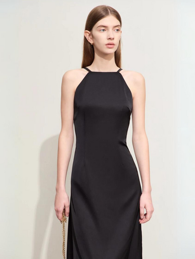 Satin Halterneck Midikleid