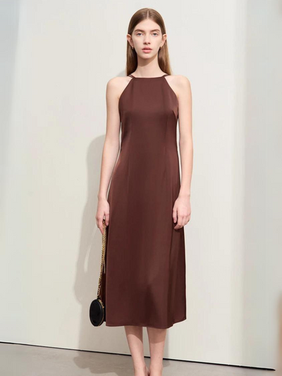 Satin Halterneck Midikleid