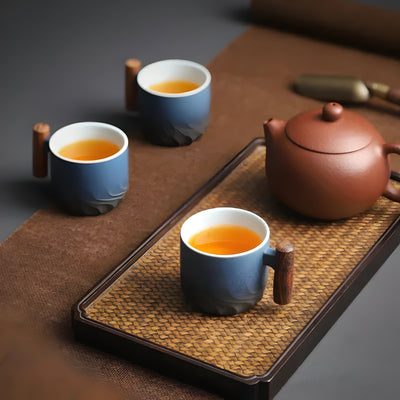 CaféClay Cup - Retro-Keramik-Kaffeebecher mit Holzgriff