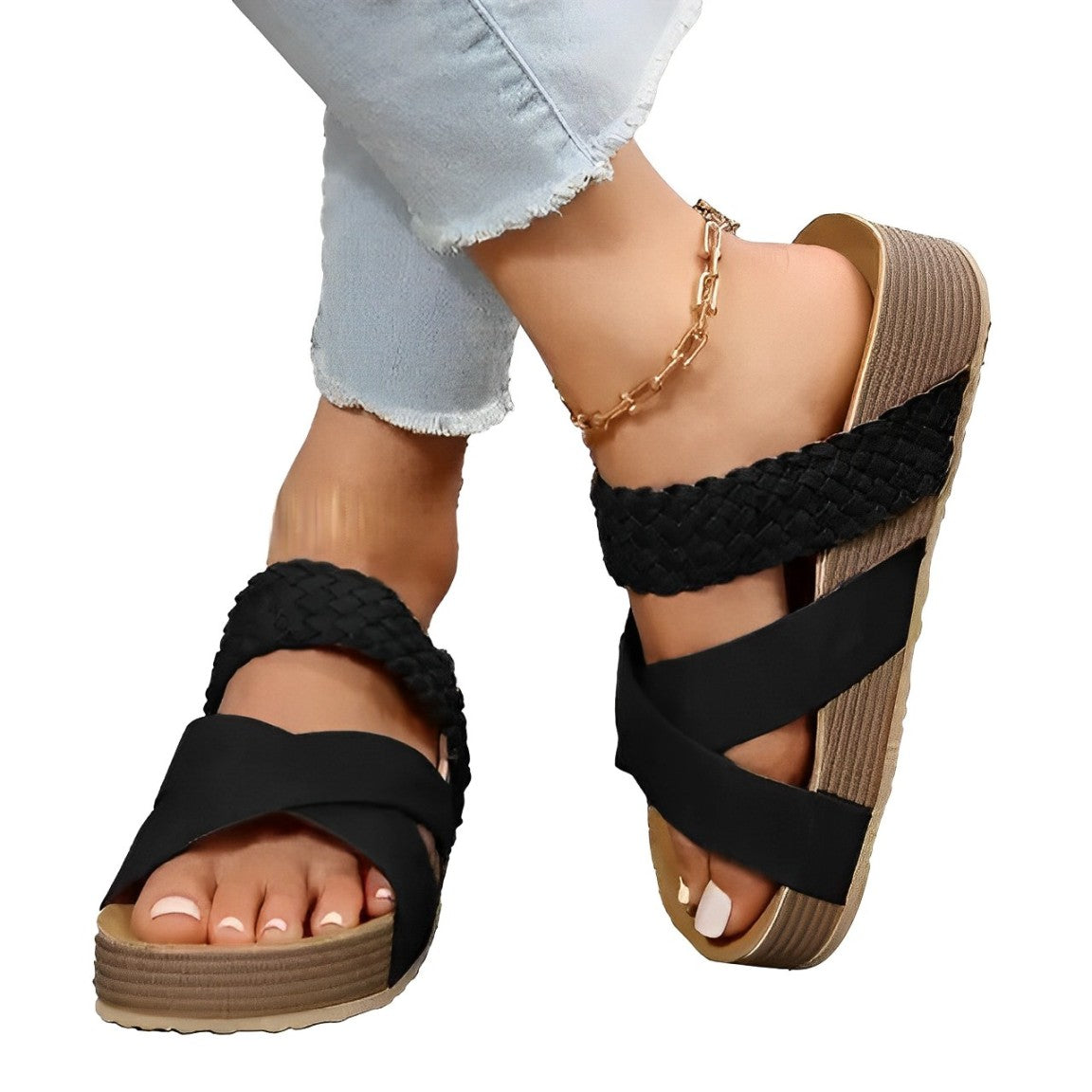 Lori - Rutschfeste Kork-Plateau-Sandalen