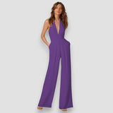 Bea | Damen Schlaghosen Jumpsuit Retro Selbstbewusst in Lila