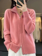 Zina | Kaschmir-Pullover mit Reißverschluss in Rosa