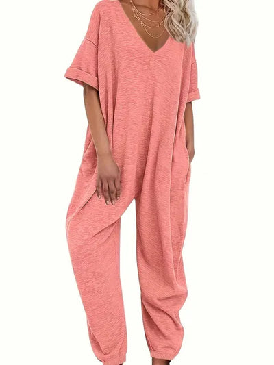Amelia - Lässiger Jumpsuit mit V-Ausschnitt & Gürtel