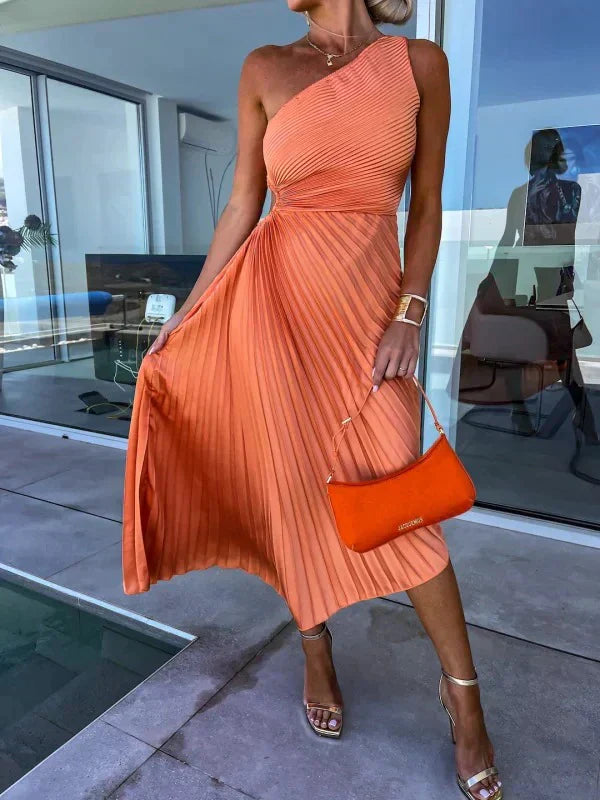 Damenkleid plissiert asymmetrisch elegant | Für Sommer oder festliche Anlässe