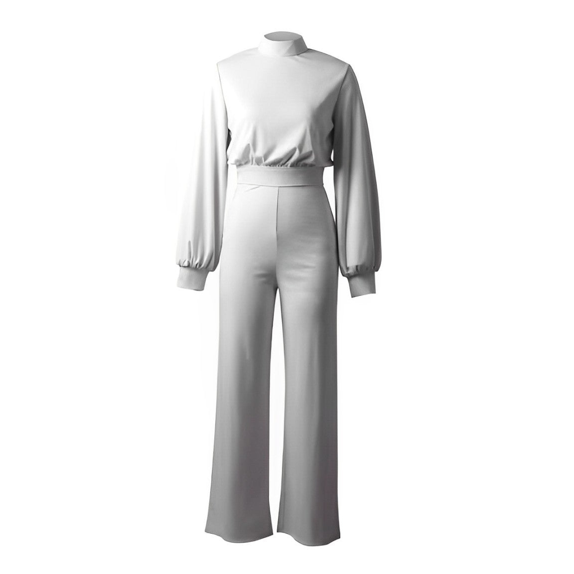 Cerys - Eleganter Langarm-Overall mit Stehkragen
